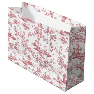 Bolsa De Regalo Grande Vintage English Floral Toile de Jouy-Pink