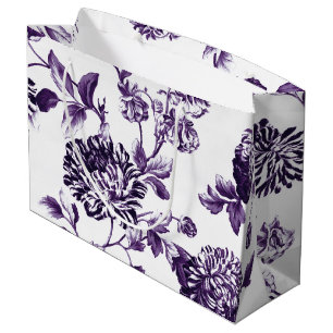 Bolsa De Regalo Grande Vintage moderno púrpura Toile floral de la mora