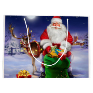 Bolsa De Regalo Grande Vintage Papá Noel