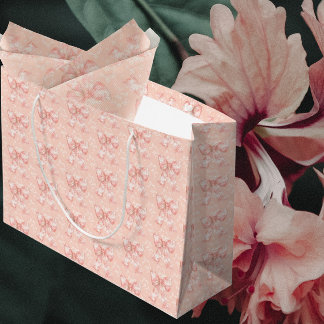 Bolsa De Regalo Grande Vintage Peachy Floral Toile Bows