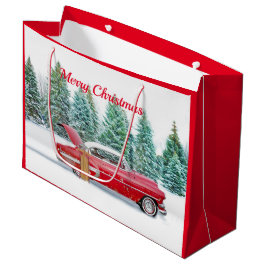 Bolsa De Regalo Grande Vintage Red Car Sled Navidades