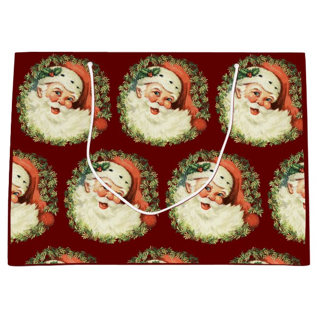 Bolsa De Regalo Grande Vintage Santa Navidades (Anverso)