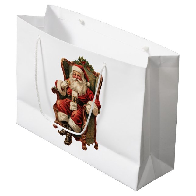 Bolsa De Regalo Grande Vintage Santa Navidades Tradicionales (Angulo Anverso)