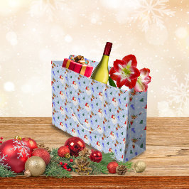 Bolsa De Regalo Grande Vintage Santa y Navidades de renos