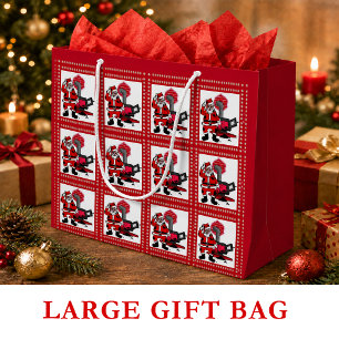 Bolsa De Regalo Grande Vintage Santa y un bolso del regalo de LG de la