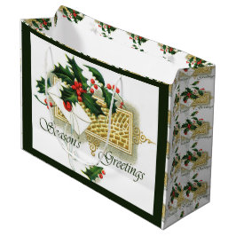 Bolsa De Regalo Grande Vintage Seasons Greetings Navidades