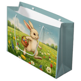 Bolsa De Regalo Grande Vintage Spring Meadow Easter Bunny 
