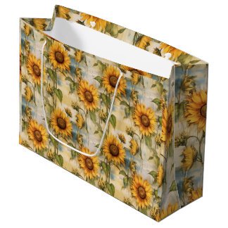 Bolsa De Regalo Grande Vintage Sunlit Radiance Sunflowers