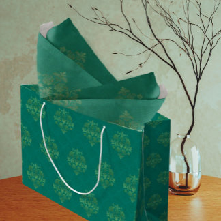Bolsa De Regalo Grande Vintage Teal Green Gold Damask All Occasion 
