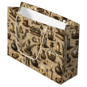 Bolsa De Regalo Grande Vintage Witchcraft Books & Candles Pattern