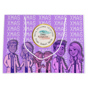 Bolsa De Regalo Grande VIOLET pastel  dotted xmas MD DOCTOR song