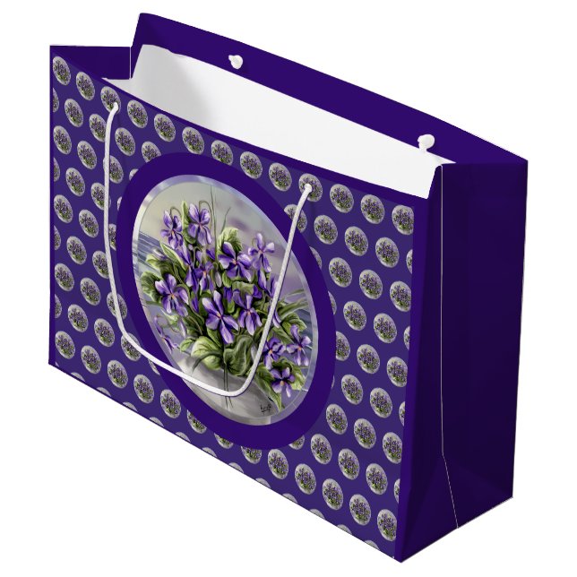Bolsa De Regalo Grande violetas en tarro lunar (Angulo Anverso)