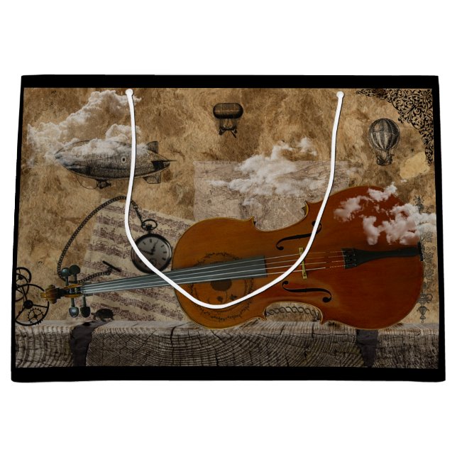 Bolsa De Regalo Grande Violoncelo Steampunk (Anverso)