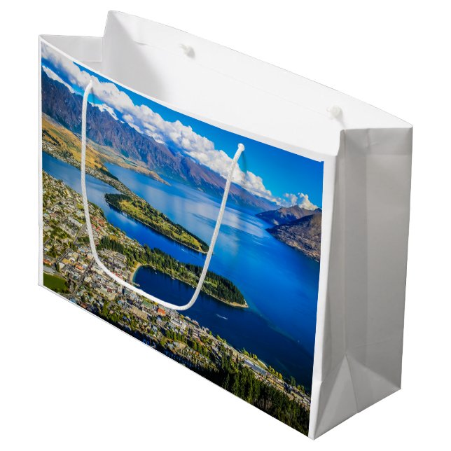 Bolsa De Regalo Grande Vista de Queenstown desde el pico de Bob, Nueva Ze (Angulo Anverso)