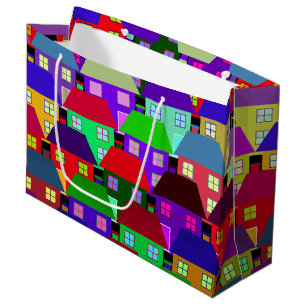 BOLSA DE REGALO GRANDE VIVIENDA ANTIGUA CASAS COLORIDAS RESIDENCIALES