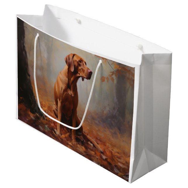 Bolsa De Regalo Grande Vizsla en otoño se inspira en las hojas (Angulo Anverso)