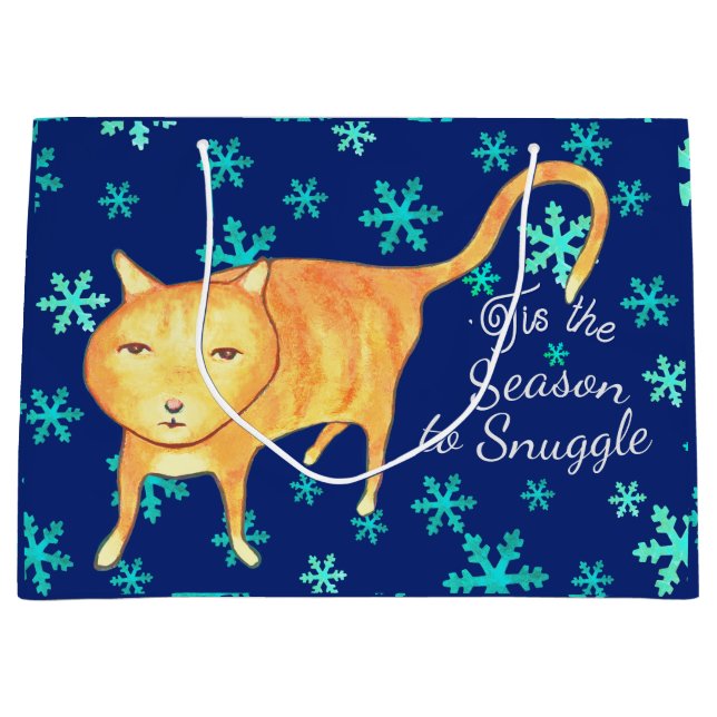 Bolsa De Regalo Grande Warm Fuzzies & Winter Flurries Christmas Cat (Anverso)
