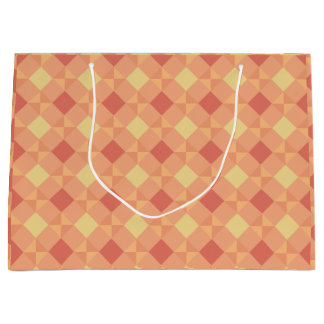 Bolsa De Regalo Grande Warm Geometric Diamond Pattern in Peach & Terracot
