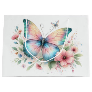 Bolsa De Regalo Grande Watercolor Butterfly Floral Gift Bag