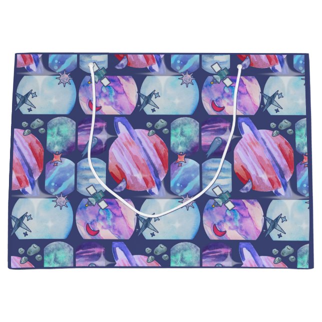 Bolsa De Regalo Grande Watercolor Galaxy Patchwork (Anverso)