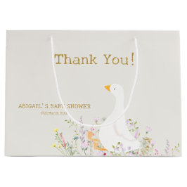 Bolsa De Regalo Grande Watercolor Goose Wildflower Baby Shower
