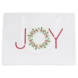 Bolsa De Regalo Grande Watercolor Holly Wreath