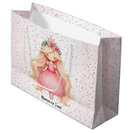 Bolsa De Regalo Grande Watercolor Pink Princess Birday Party Cute