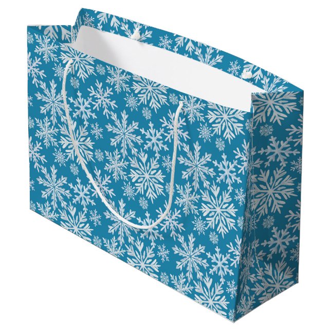 Bolsa De Regalo Grande Watercolor Snowflakes Pattern (Angulo reverso)
