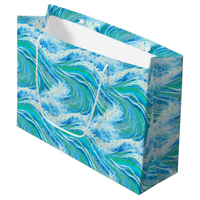 Bolsa De Regalo Grande Waves marinas del océano de agua azul (Angulo Anverso)