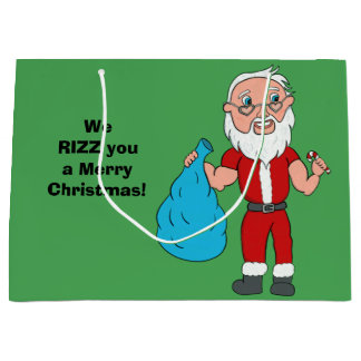 Bolsa De Regalo Grande We Rizz You a Merry Christmas Custom Santa