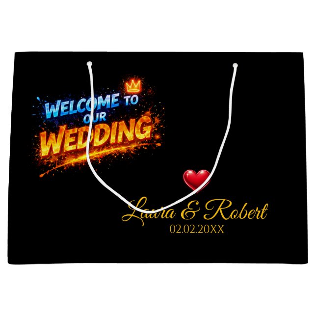 Bolsa De Regalo Grande Wedding Welcome Sign – Personalized Names & Date (Anverso)