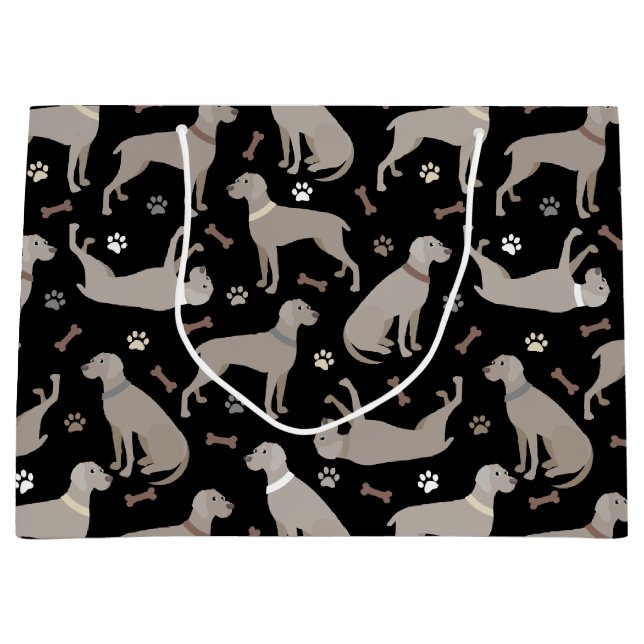 Bolsa De Regalo Grande Weimaraner Bones y Paws Black (Anverso)