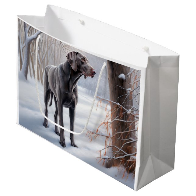 Bolsa De Regalo Grande Weimaraner Deja Que Nieva A Navidades (Angulo Anverso)