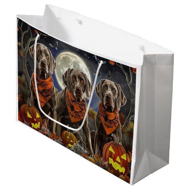 Bolsa De Regalo Grande Weimaraner Halloween Spooky (Angulo Anverso)
