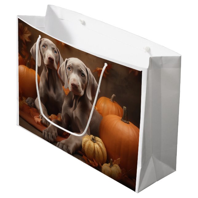 Bolsa De Regalo Grande Weimaraner Puppy Autumn Delight Pumpkin (Angulo Anverso)