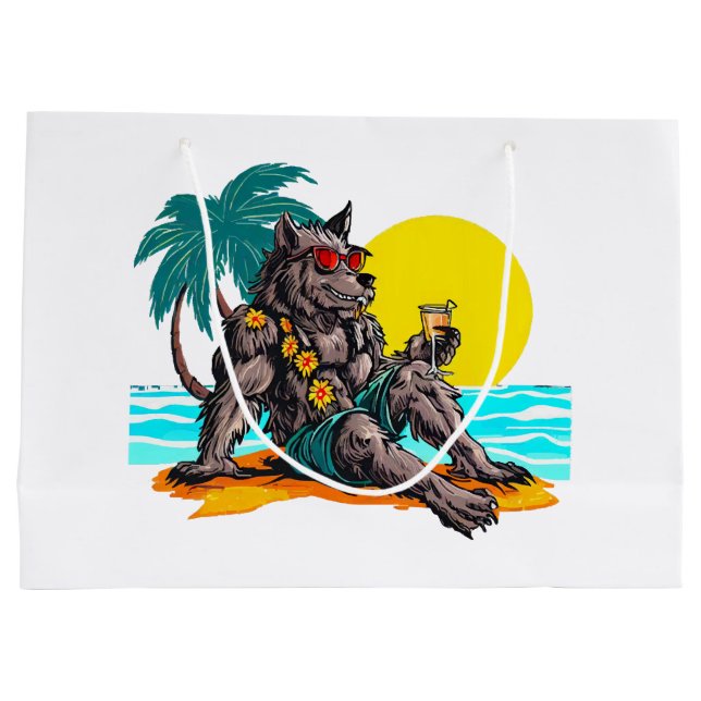 Bolsa De Regalo Grande werewolf de vacaciones (Reverso)