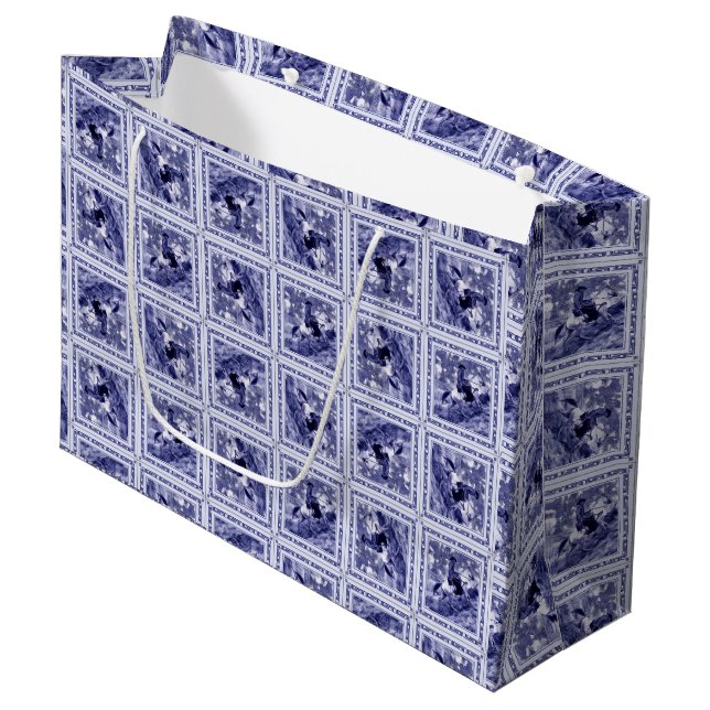 Bolsa De Regalo Grande Western Denim Blue Delft Tile  (Angulo Anverso)