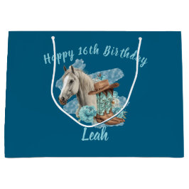 Bolsa De Regalo Grande Western Horse Birthday Gift Bag – Navy 