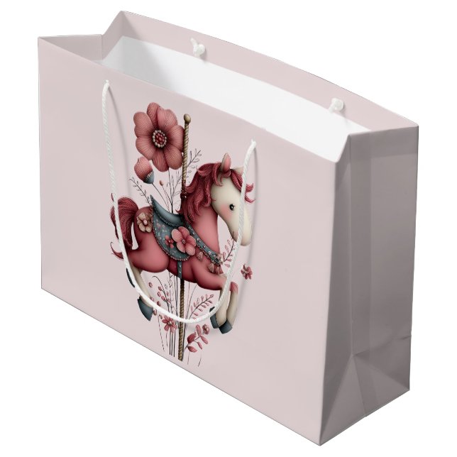 Bolsa De Regalo Grande Whimsical Carousel Horse Image (Angulo reverso)