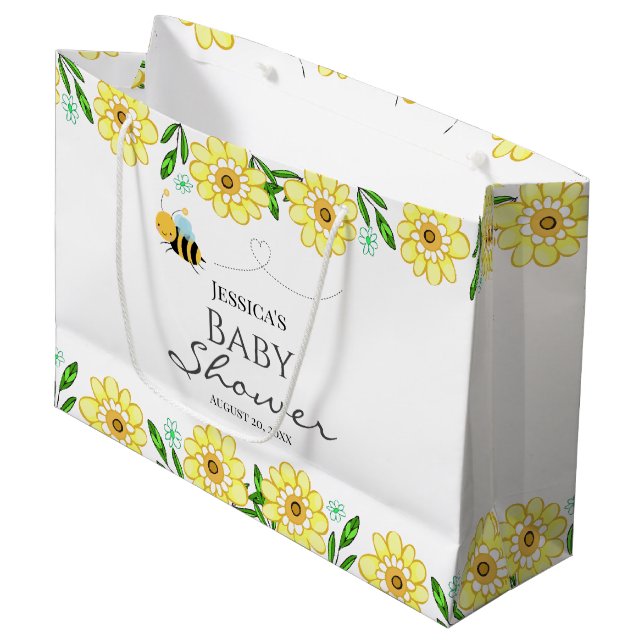 Bolsa De Regalo Grande Whimsical Sweet Honey Bee Baby Shower (Angulo Anverso)