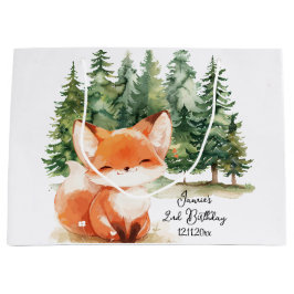 Bolsa De Regalo Grande Whimsical Woodland Fox segundo cumpleaños