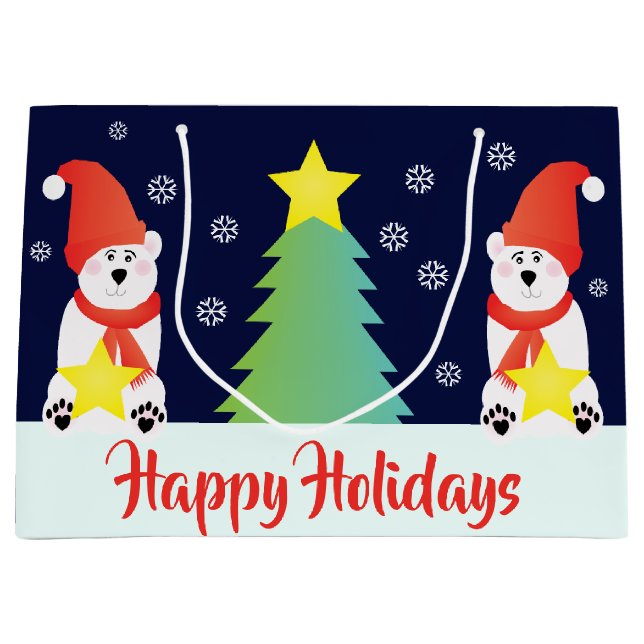 Bolsa De Regalo Grande Whimsy Polar Bear (Anverso)