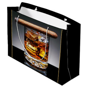 Bolsa De Regalo Grande Whiskey y Cigarro Mans Black Gold Classy