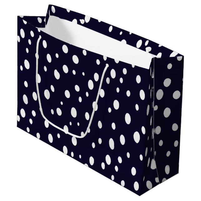 Bolsa De Regalo Grande White Snow Dot Pattern Satin (Angulo Anverso)