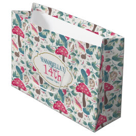 Bolsa De Regalo Grande White Vintage Cottagecore Mushroom Birthday