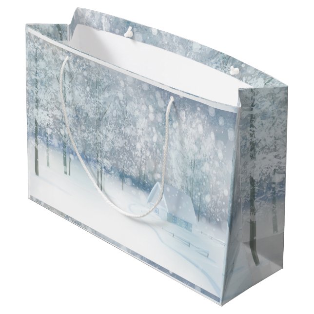 Bolsa De Regalo Grande White Winter Wonderland (Angulo reverso)