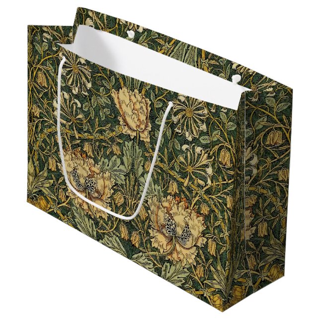 Bolsa De Regalo Grande William Morris Honeysuckle Green Floral (Angulo Anverso)