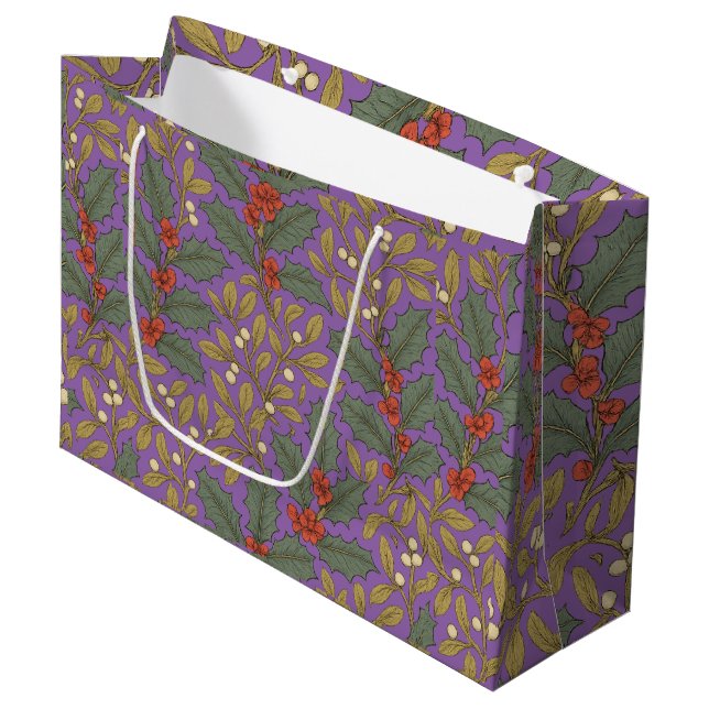 Bolsa De Regalo Grande William Morris inspiró a Holly y Mistletoe (Angulo Anverso)