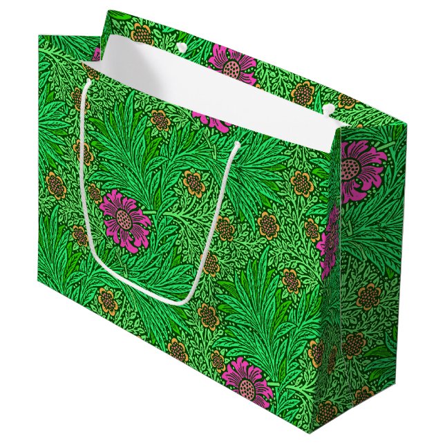 Bolsa De Regalo Grande William Morris Marigold, Emerald Green y Fuchsia (Angulo Anverso)