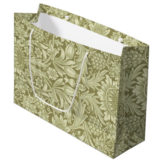 Bolsa De Regalo Grande William Morris Sunflower Green Flower (Angulo Anverso)